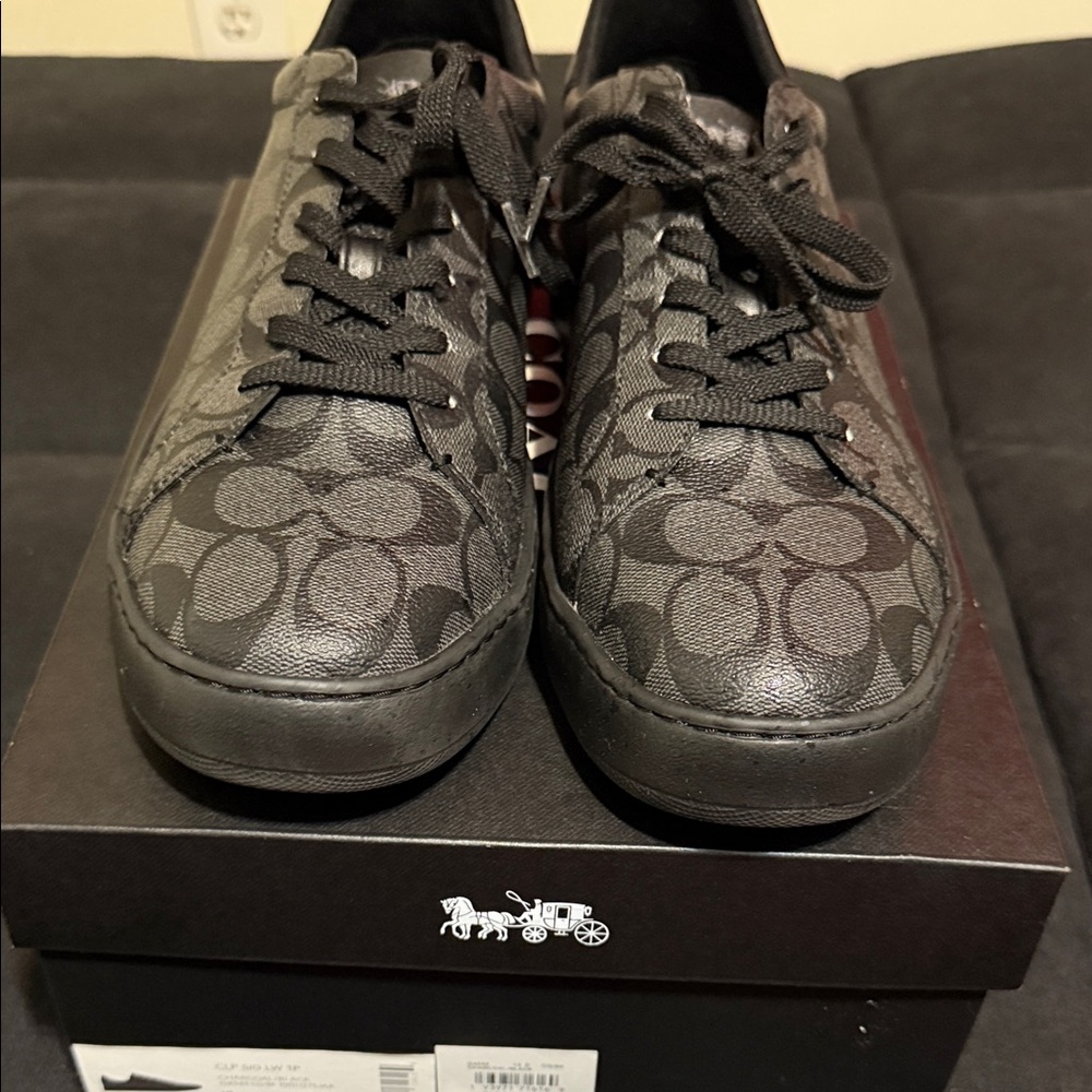 Coach Gray Monogram Lace-Up Sneakers